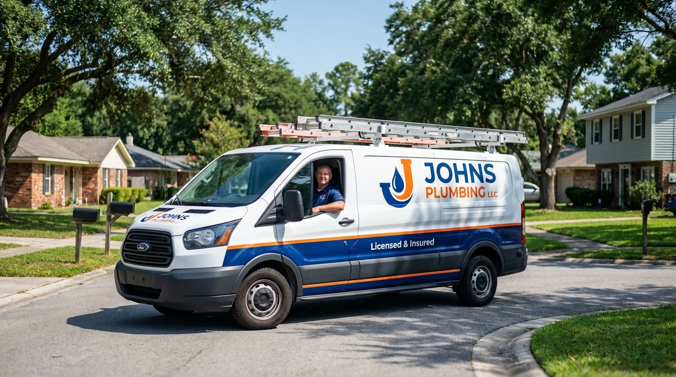 Johns Plumbing LLC service van in Elmwood Park, IL