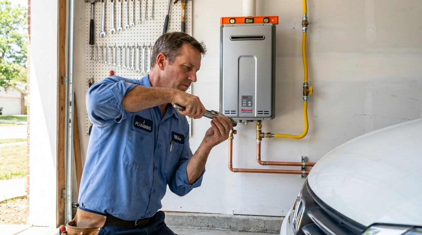 Tankless water heater installation by a Johns Plumbing LLC plumber in Elmwood Park